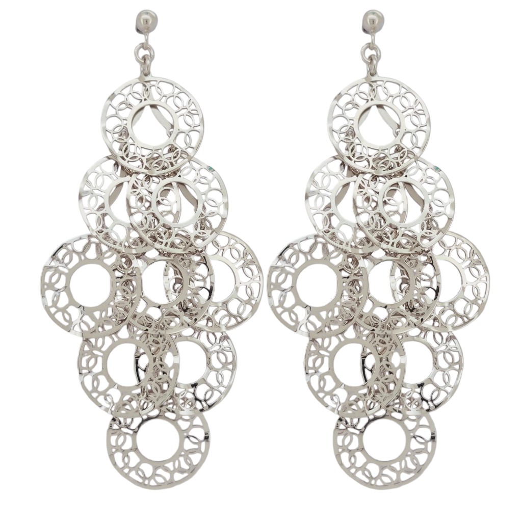 Σκουλαρίκια κρεμαστά απο επιπλατινωμένο ασήμι 925° (code SHK90537B)